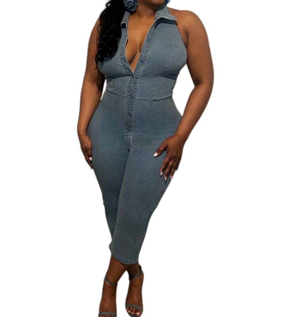 NEW CHERRY MELLOW denim daze jumpsuit in blue